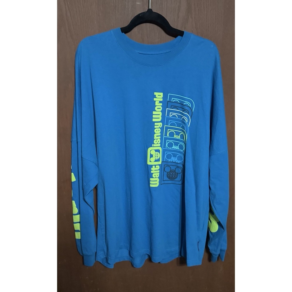 Walt Disney World Bright Blue Neon Yellow Retro Spirit Jersey  Sz 2XL TubB8